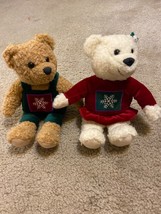 Hallmark Kiss Kiss Mistletoe 9&quot; Plush Snowflake Christmas Bears Lot Of 2 Vintage - £11.93 GBP