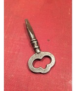 Vintage 30s small silver skeleton door key/tool with tri-oval shaped top... - $8.00