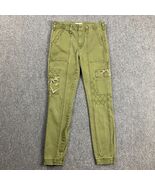 Anthropologie Pants Women&#39;s 27 Green Cargo Ankle Chino Distressed Cotton - $548.16 MXN
