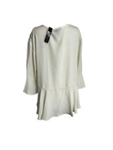 August Silk Womens Blouse Size Large White Tunic 3/4 Sleeves Keyhole Front New - £14.86 GBP