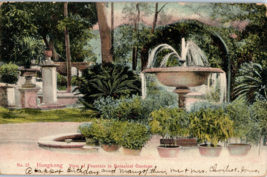 Fountain In Botanical Gardens Hong Kong China Postcard  Posted 1911 - £11.83 GBP