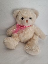 2007 Ty Classic Tenderly Teddy Bear Cream Pink Bow Plush Stuffed Animal ... - £12.77 GBP