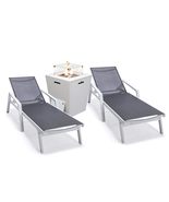LeisureMod Modern White Aluminum Outdoor Chaise Lounge Chair Set of 2 wi... - $1,298.80 CAD