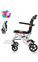 Folding Wheelchair, Travel Wheelchair with handbrake, Ultra-Light Wheelchair - £174.63 GBP
