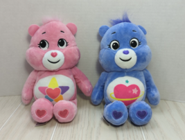 Care Bears True Heart Daydreamer basic Fun 10-11&quot; pink purple plush teddy lot 2 - £22.95 GBP