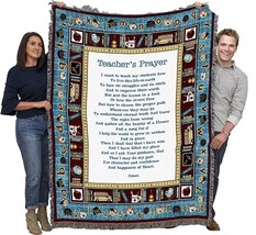 Teacher&#39;s Prayer Blanket - Gift Tapestry Throw Woven from Cotton - Made, 72x54 - £62.34 GBP