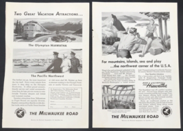 Lot of 2 VTG 1950 CMStP&amp;P Milwaukee Road Olympian Hiawatha Print Ad 6.5&quot;... - £7.46 GBP