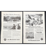 Lot of 2 VTG 1950 CMStP&amp;P Milwaukee Road Olympian Hiawatha Print Ad 6.5&quot;... - £7.43 GBP