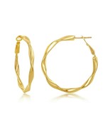 Gold Plated Sterling Silver Twisted Designer Hoop Earrings - $85.49
