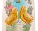 Easter Greetings Chicks Laurel Wreath High Relief Embossed UNP Postcard H27 - £5.64 GBP