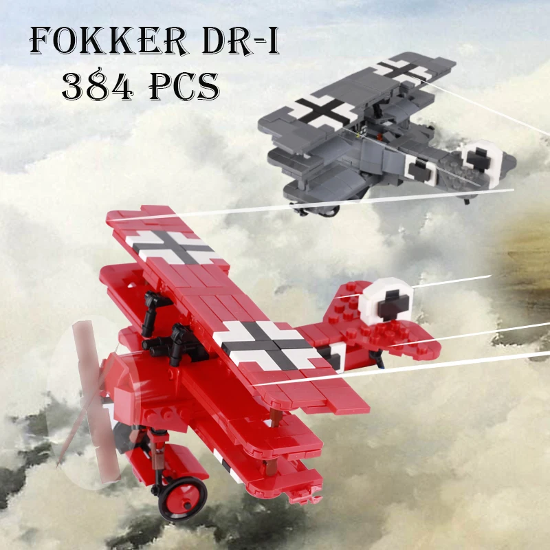 MOC Military German Army Weapons Fokker Dr-I Fighter Building Blocks Aircraft - £25.28 GBP+