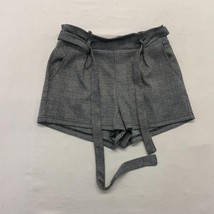 Revamped Gray Plaid Shorts Women&#39;s Size Medium Belted Waist Pleated Front - $7.92