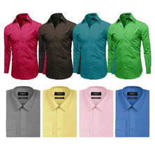 Omega Italy Men&#39;s Slim Fit Classic Button Up Long Sleeve Solid Color Dre... - $24.60