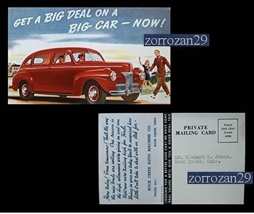 Primary image for 1941 FORD SUPER DeLUXE 4-Door SEDAN VINTAGE FACTORY COLOR POST CARD -USA- GREAT!