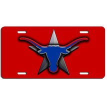 Texas longhorn aluminum license plate car truck SUV tag red - £12.84 GBP