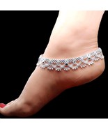 Real Sterling Silver Indian Women Traditional Jhallar Anklets Ankle Pair... - £121.73 GBP