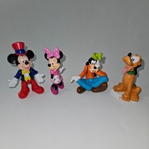 4 Disney Figures Mickey Mouse Minnie Goofy Pluto Cake Topper Toy Lot - £13.16 GBP