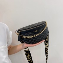 Fashion Letter Printed Fanny Pack For Women PU Leather Waist PaFemale Chain Wais - £28.23 GBP