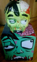 ~~ ZOMBIE Head/Brains Green Ceramic COOKIE JAR ~~ ~~ Halloween Scary Fun ~~ - £23.62 GBP