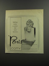 1953 Coty Paris Perfume Ad - Nothing makes a woman feel more feminine - $18.49