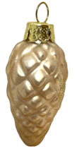 Vintage Mini Pinecone Blown Glass Christmas Ornament Tan 2 inches - £8.46 GBP