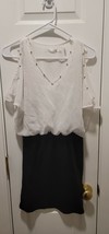 NWOT Have White Black Spiked Cut Out Short Sleeve Dress Size Small - £15.92 GBP