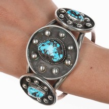 7.5&quot; Vintage Native American sterling and turquoise cuff bracelet - $688.05