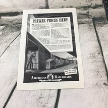 Vintage 1943 Advertising Art American Railroads Prewar Prices War Bonds - $9.89