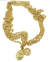 Amazing Authentic Chanel Gold Tone 3 Row Draped Clasp Belt Necklace 34" - £2,258.79 GBP