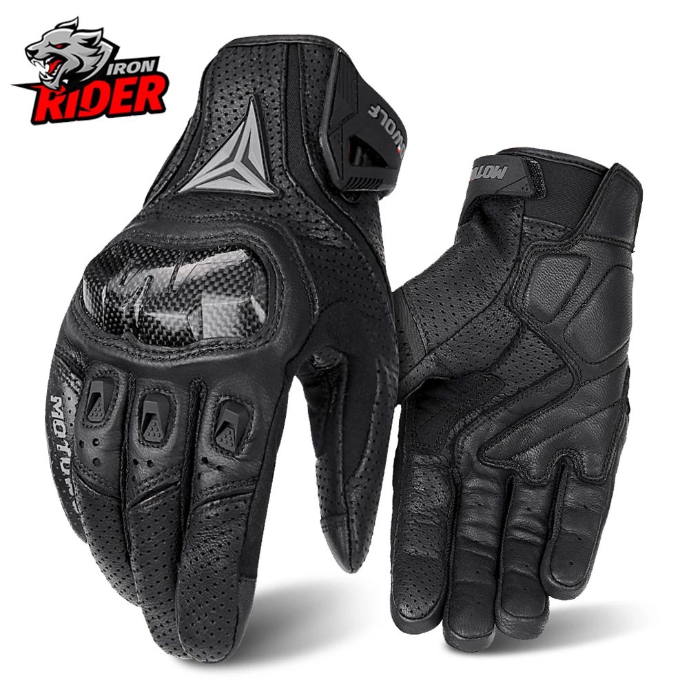 Men Motorcycle Gloves Full-finger Touchscreen Ride Non-slip Genuine Leather Moto - £30.52 GBP+