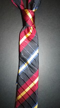 Yates &amp; Co London 2 piece silk skinny tie &amp; pocket square, red stripe/ n... - $69.50
