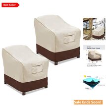 Waterproof Patio Chair Covers for Large Chairs - 2 Pack Set, Beige/Brown - $97.96