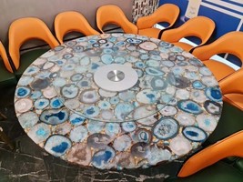 36&quot; Stunning Round Agate Console Table Mosaic Gemstone Restaurant Furniture Deco - $1,329.57