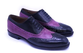 Men&#39;s Handmade Two Tone Wingtip Brogue Leather Dress Shoes For Men - £136.65 GBP