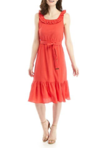 New Michael Kors Pink Coral Flare Belted Midi Dress Size Xl $135 - £57.53 GBP