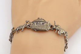 925 Sterling Silver - Vintage Antique Noah&#39;s Arc Theme Chain Bracelet - BT2909 - £58.55 GBP