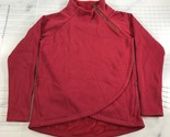 Athleta Sweatshirt Womens Medium Red Lagenlook Layered Shoulder Zipper - $30.63