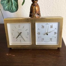 Vintage gold Brass Seth Thomas Charleston Desk Clock and Barometer combo GERMANY - £33.24 GBP