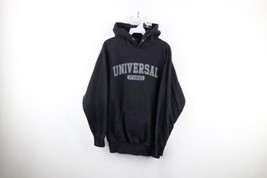 Vintage Universal Studios Mens Small Faded Spell Out Hoodie Sweatshirt Black - £39.52 GBP