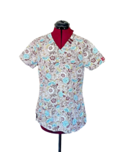 Dickies Scrub Top Multicolor Women Floral Print Pockets Side Split Size ... - $20.24