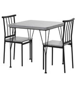 Modern 3-Piece Metal Frame Dining Set with Grey Wood Top, Two Chairs, 28... - $3,608.53 MXN