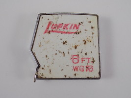 Vintage Lufkin #W616 6-Ft Tape Measure White Tape, Silver &amp; White Case - £6.99 GBP