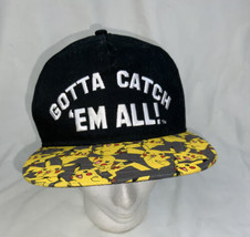 Youth Size Cap Pokemon Pikachu &quot;Catch &#39;Em All&quot; Baseball Hat Black/Yellow - $9.89