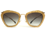 Miu Sunglasses SMU 10N TKD-0A7 Gold Glitter Cat Eye Frames with Blue Lenses - £148.30 GBP