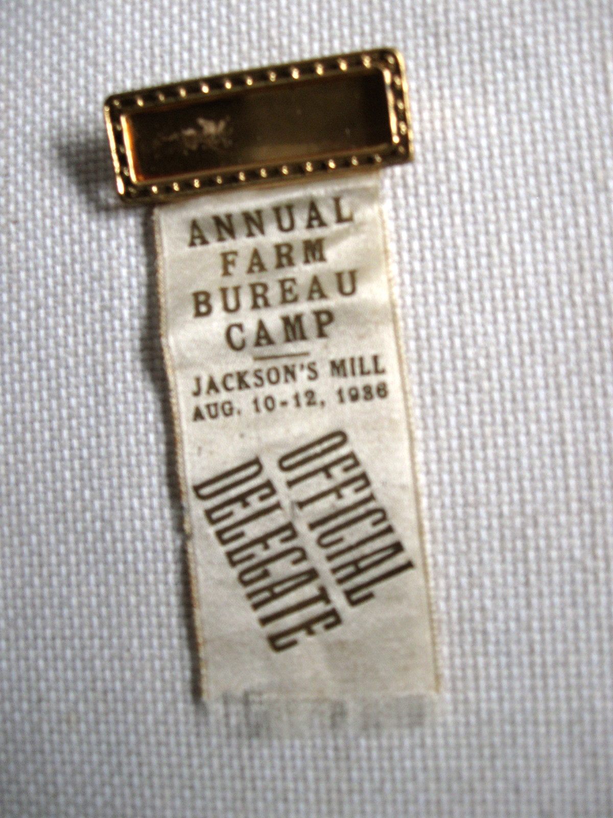 1936 West Virginia Farm Bureau Official Delegate Ribbon - Jackson&#39;s Mill... - $12.99
