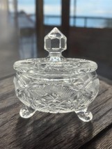 Vintage Hand Cut Lead Crystal Footed Covered Candy Dish Boho 5.5&quot; - $39.60