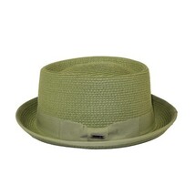 Men's Broner Summer Hat Woven Straw Style Porkpie STAND UP 88-8600 Olive image 3
