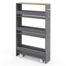 Rolling Kitchen Slim Storage Cart Mobile Shelving Organizer with Handle-... - $1,769.86 MXN