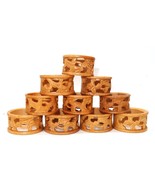 Vtg Wood Tone Set of 10 Abstract Pattern Design Holiday Dinner Napkin Rings - $373.12 MXN
