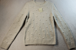 Lucky Brand Sweater Womens Size Medium White Knit Cotton Long Sleeve Round Neck - £16.30 GBP